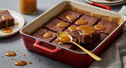 Rustic Chocolate Squares in Vintage Red Baking Pan