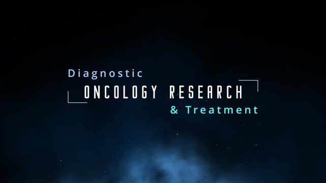 Oncology research animation and cancer research animation word cloud shows diagnostic and treatment of cancer like colonoscopy, immunotherapy and chemotherapy to fight carcinoms or metastasis leukemia
