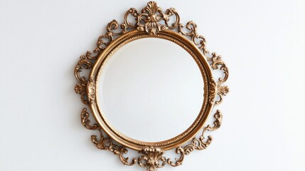 Ornate gold round mirror