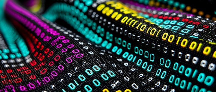 Abstract colorful background with binary code pattern zeros and ones.