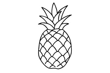 Pineapple Illustration for Tropical Fruit Art, Exotic Produce Sketch, Sweet Fruit Drawing