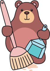 Illustration of cute bear icon.
Funny bear in daily activities elements.