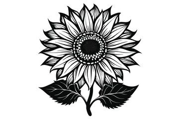 Fototapeta premium Vector silhouette of a sunflower.