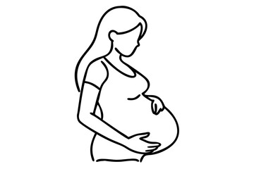 Pregnant Woman Illustration, Maternity Art Sketch, Expecting Mother Drawing