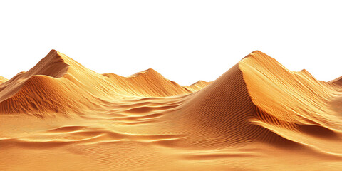 A breathtaking panoramic view of golden desert dunes stretching across the horizon.