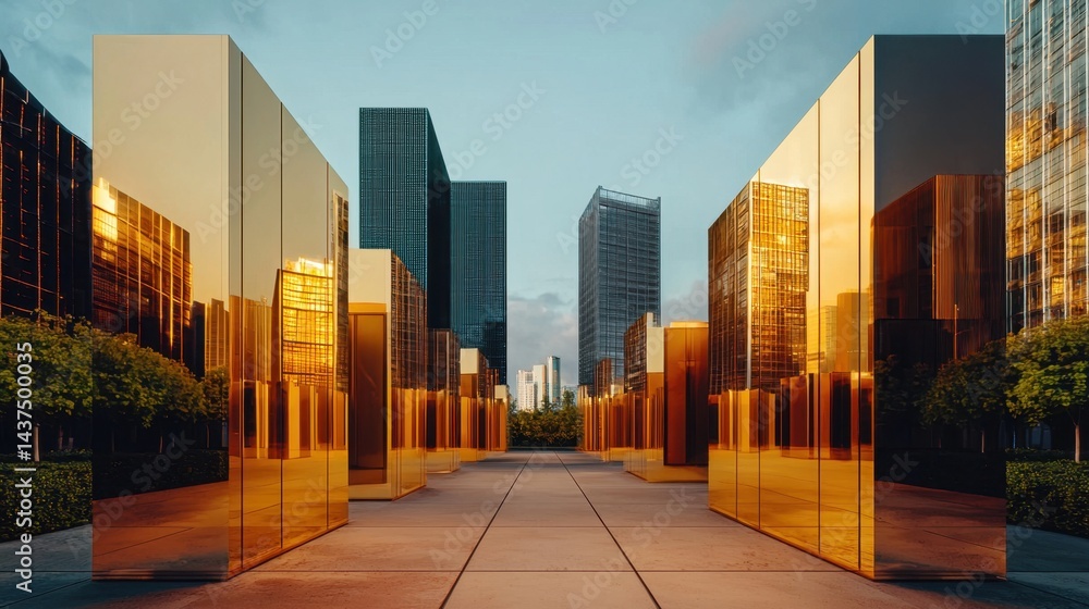 Poster urban tech hub showing external walls of advanced data center building