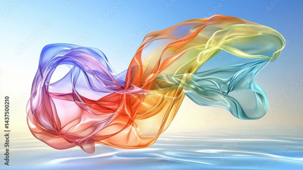 Poster vivid rainbow color flow in abstract design with soft transitions