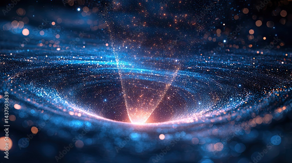 Poster digital funnel transforming data into valuable information for big data technology.