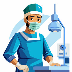 Skilled Indian surgeon in scrubs preparing for surgery