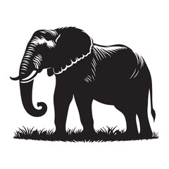 Obraz premium Polished elephant silhouette vector crafted for elegant brand identities – elephant silhouette – elephant vector – elephant illustration – silhouette of elephant