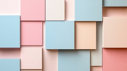 Abstract geometric pattern of overlapping squares in pastel colors