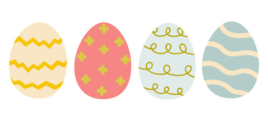 Colorful decorative eggs for a cheerful spring celebration with various patterns on a white background
