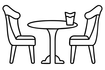 Fototapeta premium Table and Two Chairs Furniture Illustration, Dining Set Sketch, Modern Dining Room Design