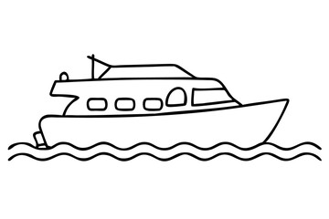 Obraz premium Tour Boat Illustration, Scenic Boat Ride Sketch, Sightseeing Vessel Drawing
