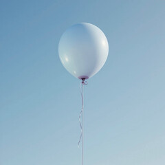 Obraz premium Minimal White Balloon Floating in Clear Blue Sky Symbolizing Hope, Freedom, and Mental Health