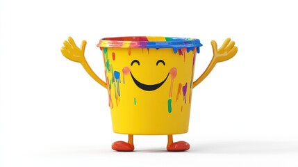 Happy paint bucket character