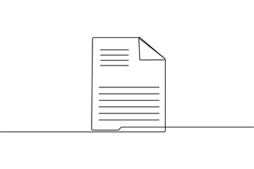 Document with folded corner continuous one line drawing