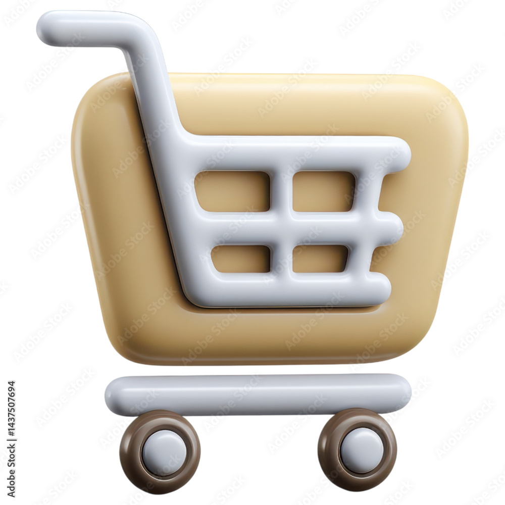 Poster shopping cart icon on transparency background with modern style and soft color for online store or e
