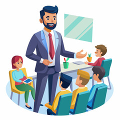 Obraz premium Indian corporate trainer, conducting a workshop in a conference room.