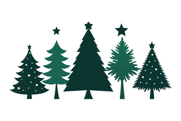 Obraz premium Christmas Tree Silhouette Icons On White Background
