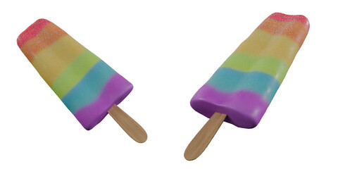 Rainbow Popsicle isolated on white