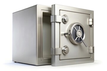 Fototapeta premium Safety Vault Secure Locker Isolated On White Background