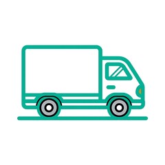Fototapeta premium A green line drawing of a delivery truck