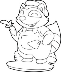 Racoon Farmer Carrot Animal Vector Graphic Art Illustration
