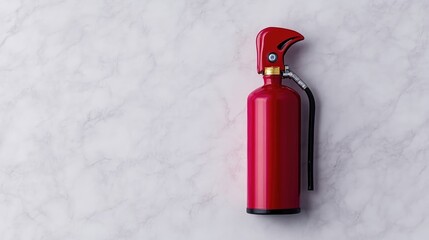 Obraz premium Red fire extinguisher on a marble surface
