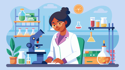 Técnica médica examinando muestras de sangre en el laboratorio. Científica joven que utiliza un microscopio para analizar muestras biológicas en investigación médica.