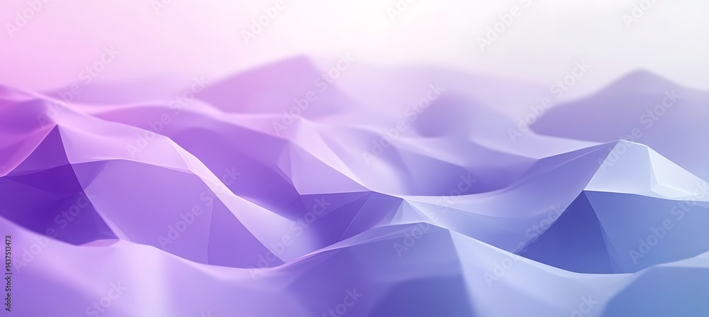 Poster elegant pastel lavender polygonal wave patterns blending together to create a calm and dreamy geomet