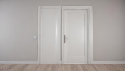 Modern white interior door, sleek handle, closed ,  white interior,  interior design