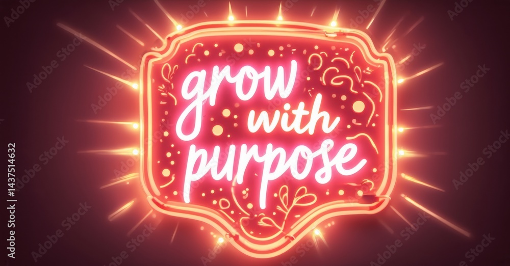 Aufkleber bright neon sign displays inspirational message. red glow radiates from ornate frame, creating dynam