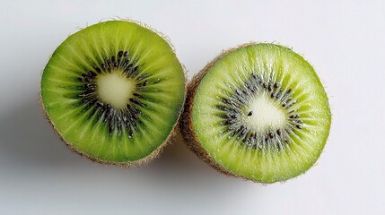 Fresh Sliced Kiwi Fruit Halves Showing Vibrant Green Inside