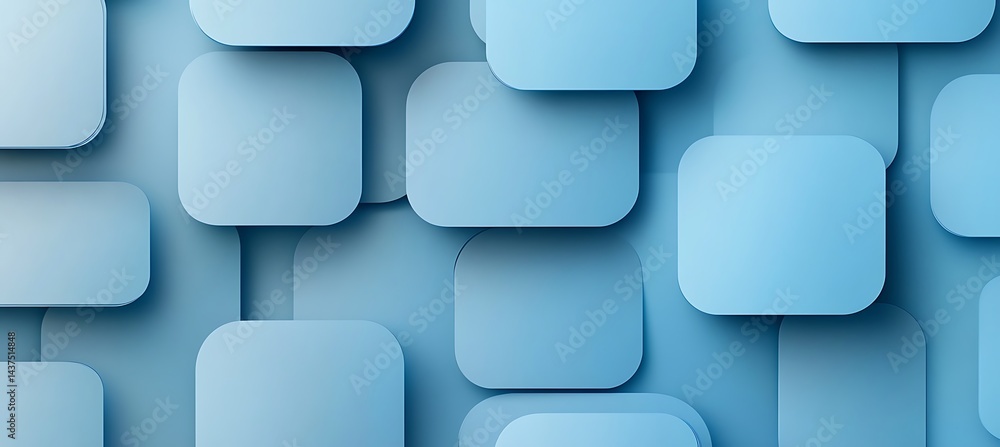 Poster modern abstract background with soft blue rounded squares and smooth pastel gradient in a clean arti