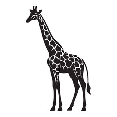 Fototapeta premium Minimalistic giraffe silhouette vector perfect for modern logos, digital art, and professional branding – giraffe silhouette – giraffe vector – giraffe illustration – silhouette of giraffe