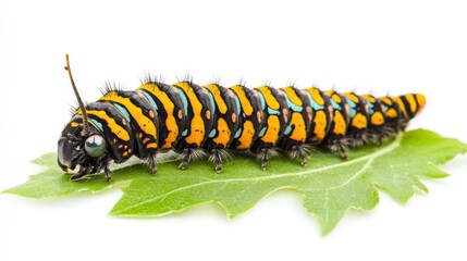 Fototapeta premium Vibrant caterpillar on a leaf (1)