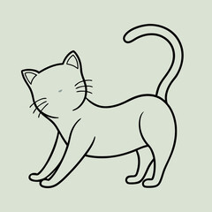 Simple Line Drawing of a Domestic Cat in a Playful Pose