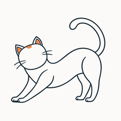 Simple Drawing of a Cat Stretching its Limbs with a Curved Tail