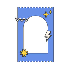 Retro cute blue polaroid photo frames background. Doodle frame polaroid border element vector illustration