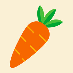 Simple and Clean Illustration of a Vibrant Orange Carrot Vegetable with Greens