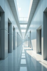 Obraz premium Modern corridor with glass ceiling in contemporary building