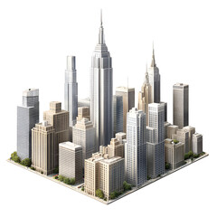 Naklejka premium Gray scale cityscape model render design