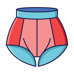 Cartoon illustration of women's underwear with a light pink and red color scheme