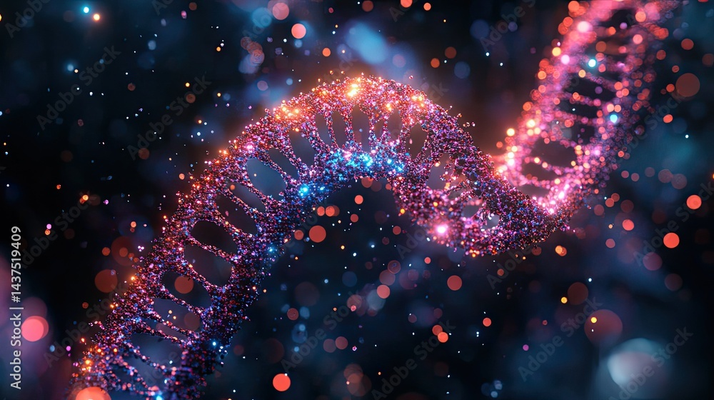 Poster dna background with digital rendering.