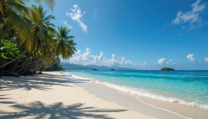 tropical beach with palm trees