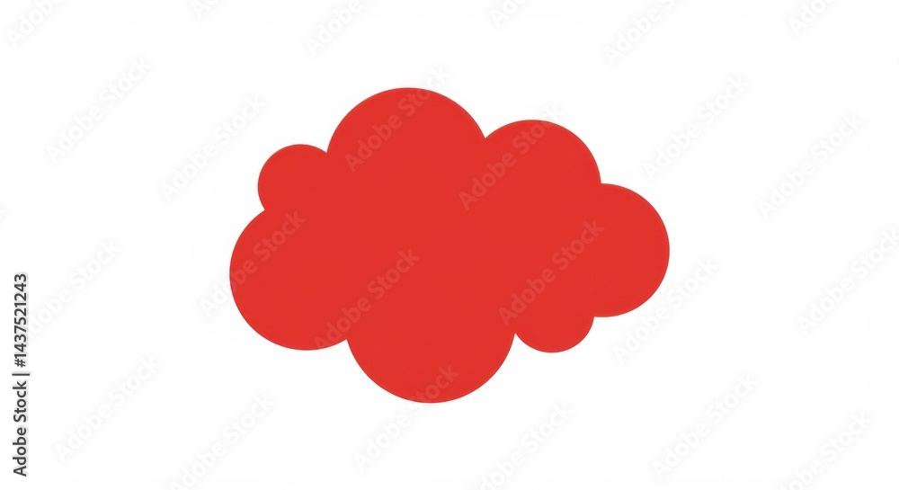 Poster a simple graphic of a red cloud shape isolated against a plain white background surface view image