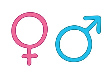 Hand drawn female and male gender identity icon Symbol used to represent sex and gender