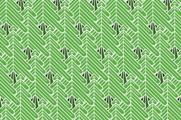 Fototapeta premium Abstract green spruce or pine tree, floral, plant geometric pattern background, wallpaper, fabric, textile, wrapping paper design