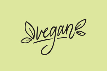 Vegan hand drawn lettering card. The inscription vegan lettering. Perfect design for greeting cards, posters, T-shirts, banners, print invitations.
